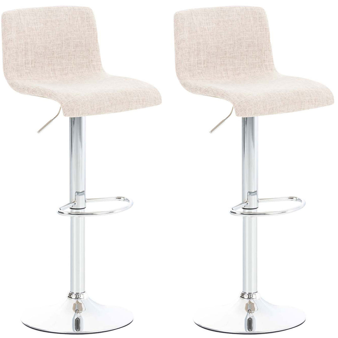 Lot de 2 Tabourets de Bar avec Dossier Réglables Pivotants 105 Tissu Crème
