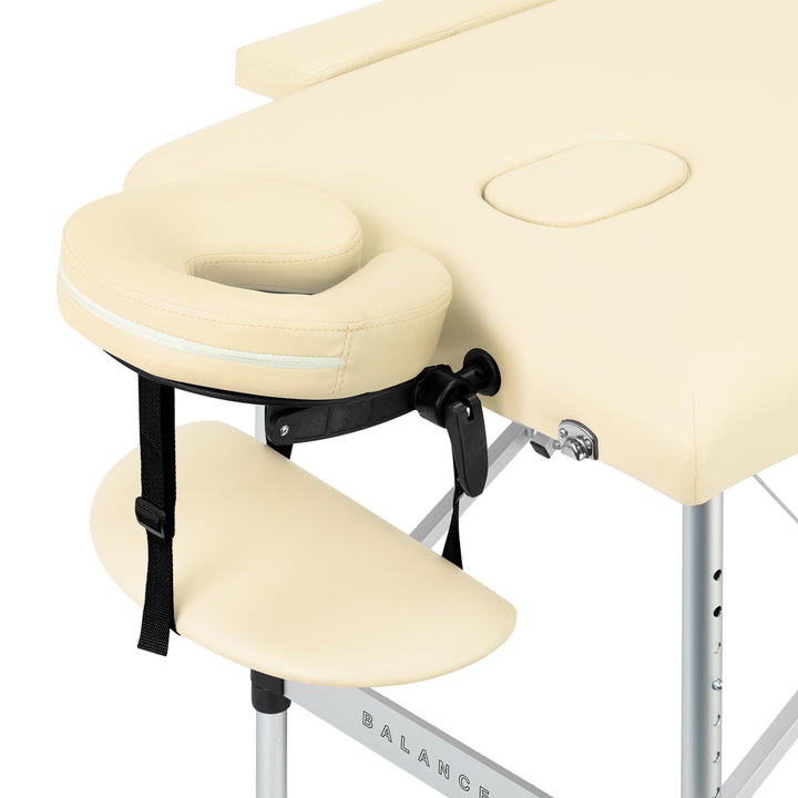 Table de massage pliable en aluminium Balance 2 zones Crème