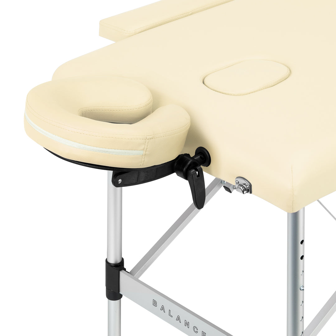 Table de massage pliable en aluminium Balance 2 zones Crème