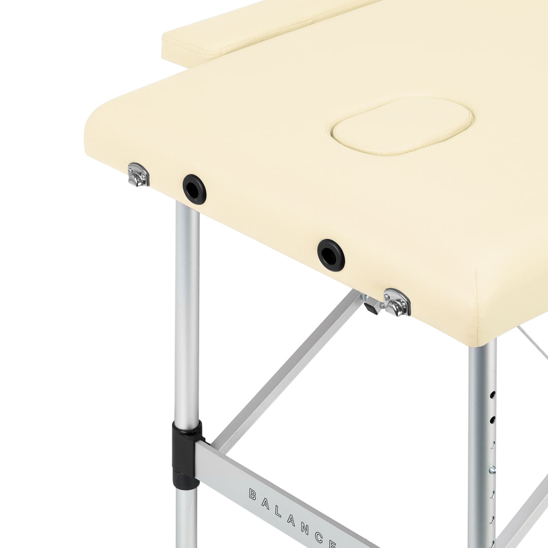 Table de massage pliable en aluminium Balance 2 zones Crème