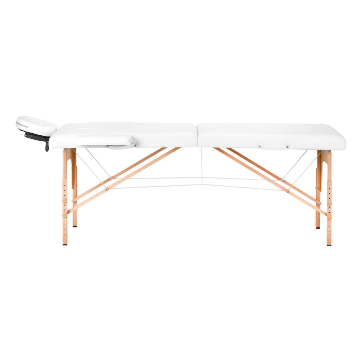 Table de massage pliable en bois de hêtre Balance 2 zones Blanc