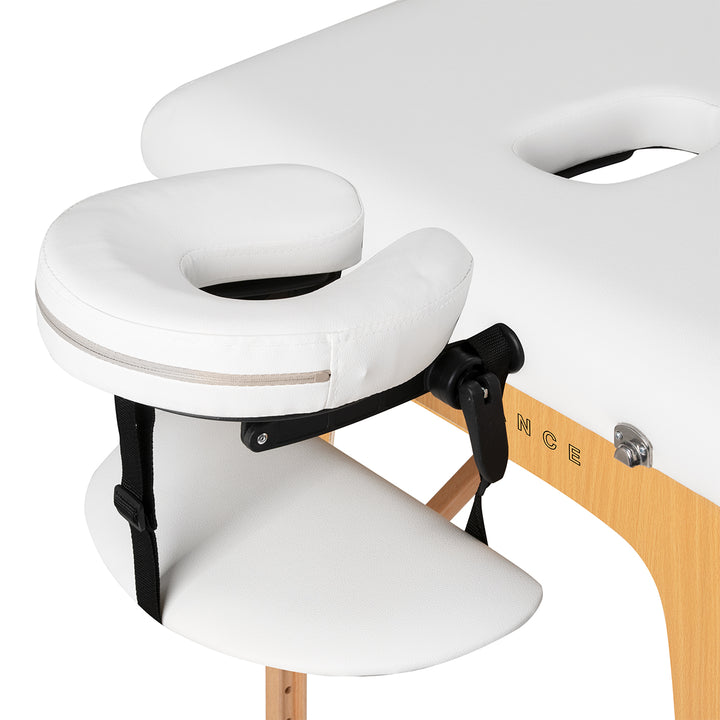 Table de massage pliable en bois de hêtre Balance 2 zones Blanc