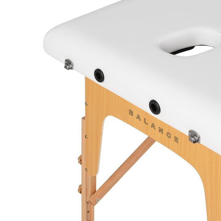 Table de massage pliable en bois de hêtre Balance 2 zones Blanc