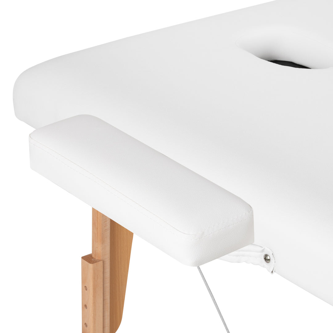 Table de massage pliable en bois de hêtre Balance 2 zones Blanc