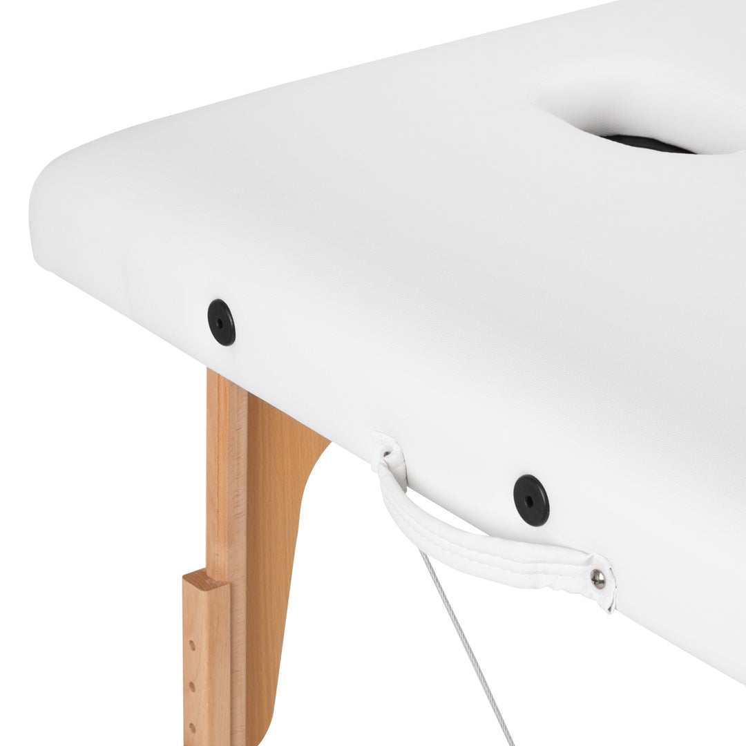 Table de massage pliable en bois de hêtre Balance 2 zones Blanc
