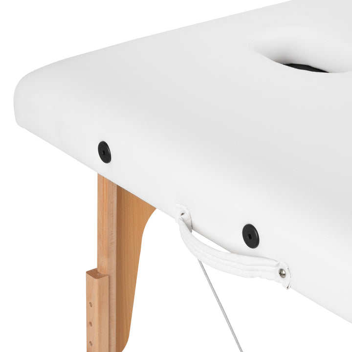 Table de massage pliable en bois de hêtre Balance 2 zones Blanc