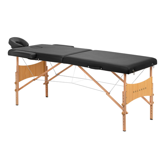 Table de massage pliable en bois de hêtre Balance 2 zones Noir