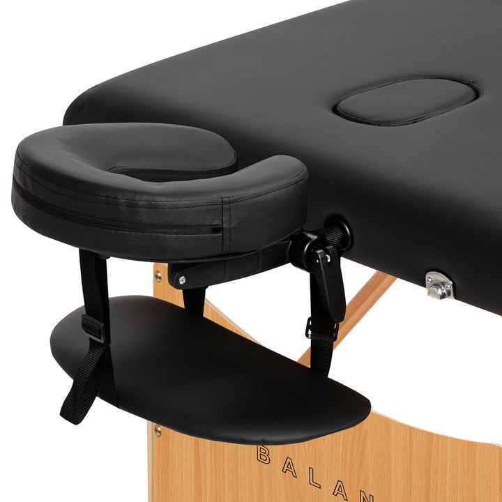 Table de massage pliable en bois de hêtre Balance 2 zones Noir