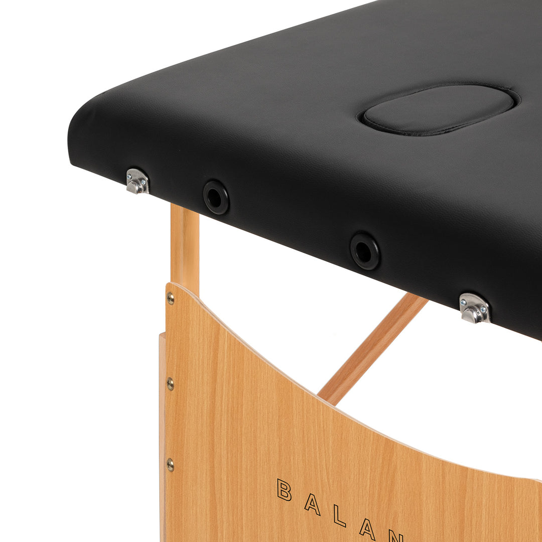 Table de massage pliable en bois de hêtre Balance 2 zones Noir