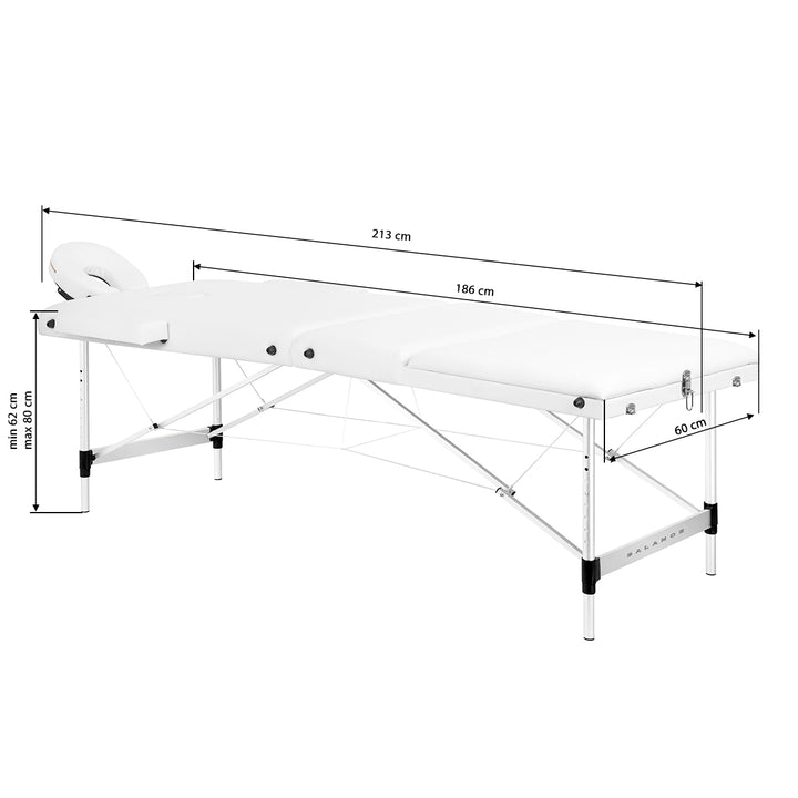 Table de massage pliable en aluminium Balance 3 zones Blanc