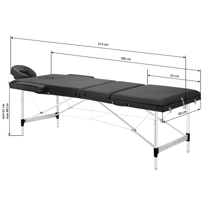 Table de massage pliable en aluminium Balance 3 zones Noir