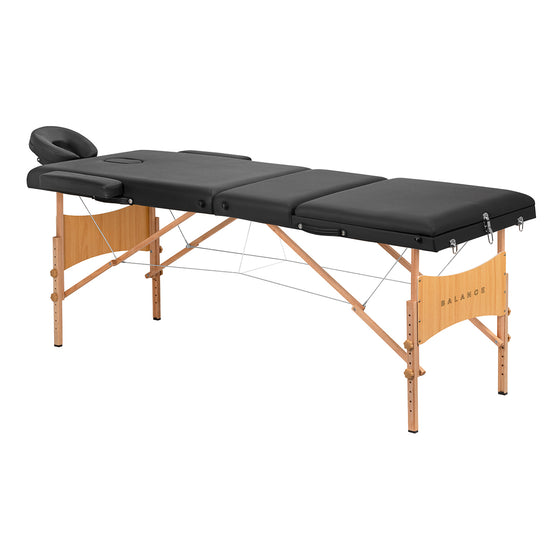Table de massage pliable en bois de hêtre Balance 3 zones Noir