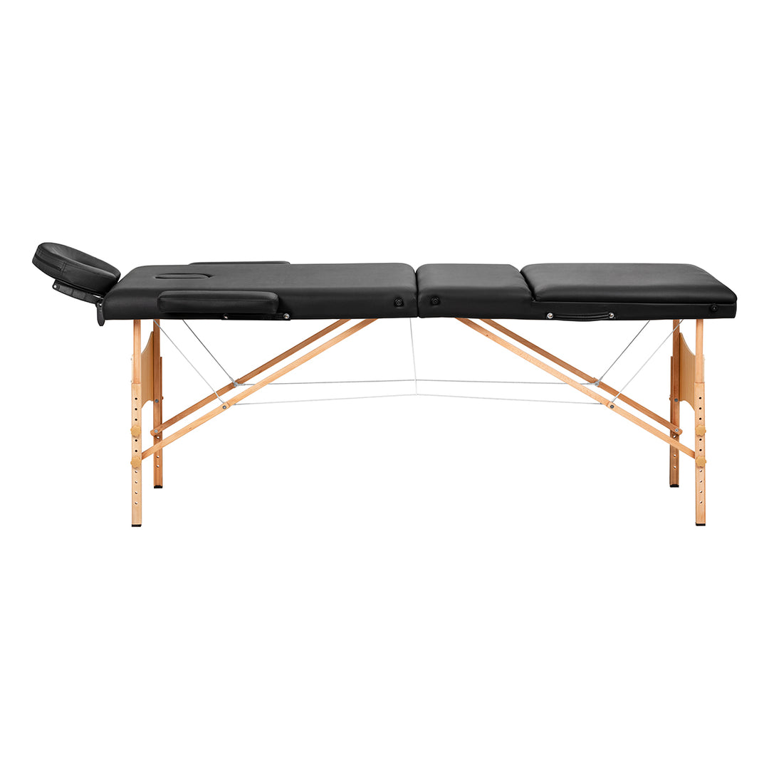 Table de massage pliable en bois de hêtre Balance 3 zones Noir