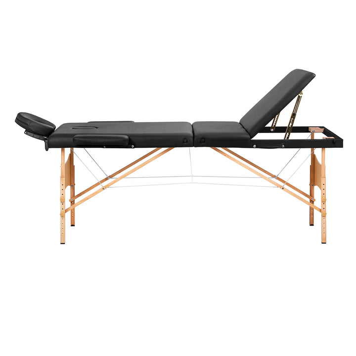 Table de massage pliable en bois de hêtre Balance 3 zones Noir