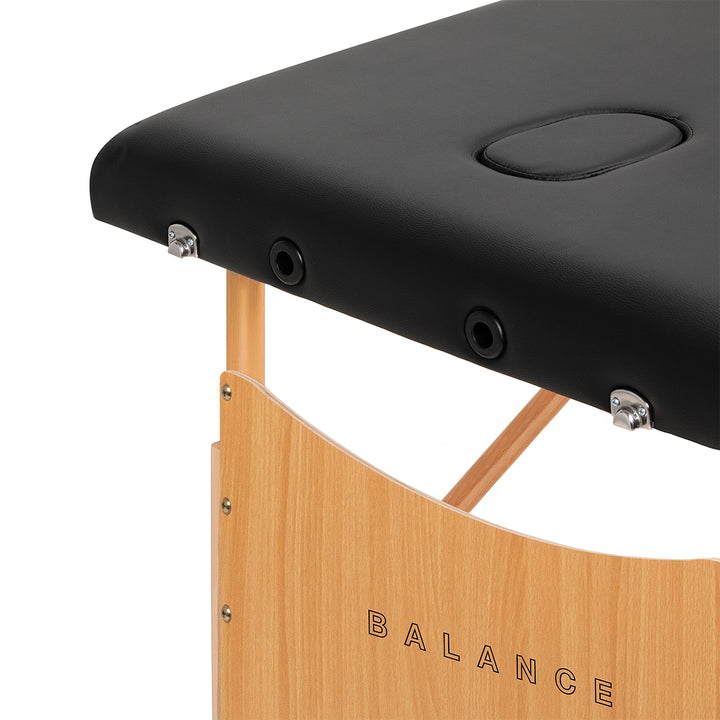 Table de massage pliable en bois de hêtre Balance 3 zones Noir