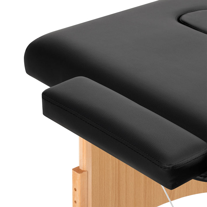 Table de massage pliable en bois de hêtre Balance 3 zones Noir