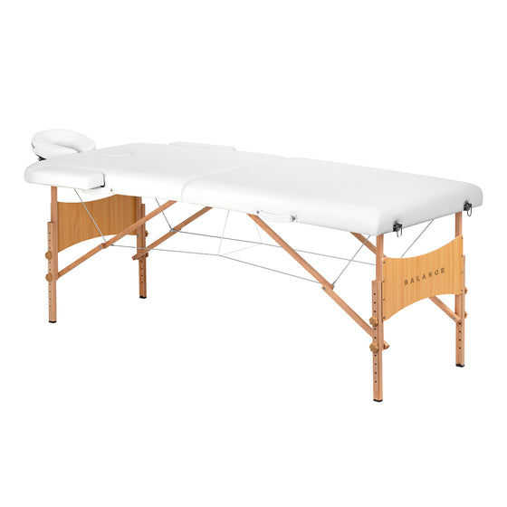 Table de massage pliable en bois de hêtre Balance Lux 2 zones Blanc