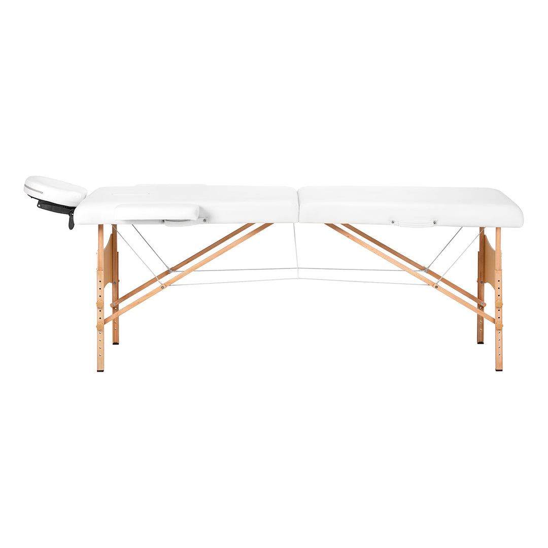 Table de massage pliable en bois de hêtre Balance Lux 2 zones Blanc