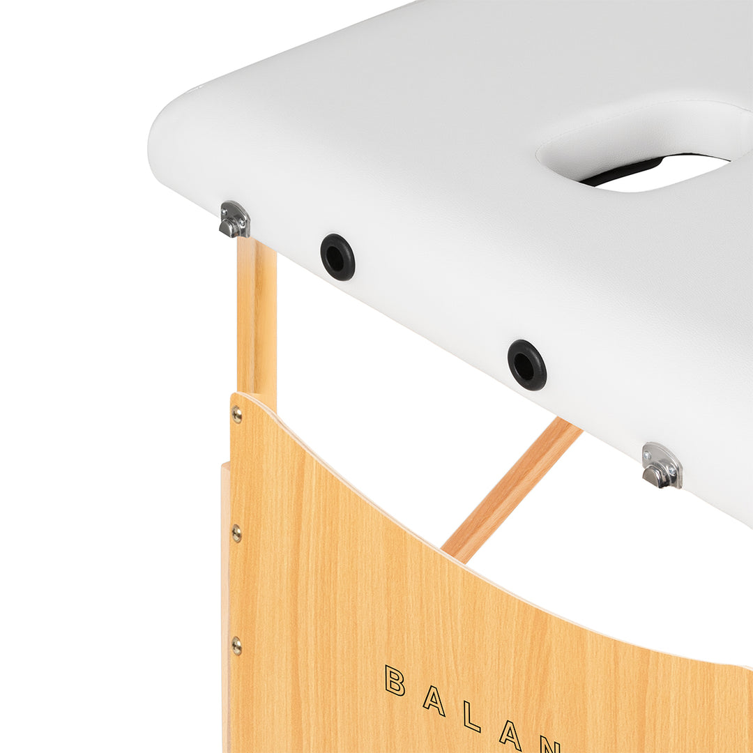 Table de massage pliable en bois de hêtre Balance Lux 2 zones Blanc