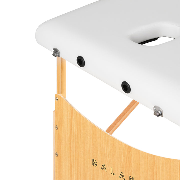 Table de massage pliable en bois de hêtre Balance Lux 2 zones Blanc