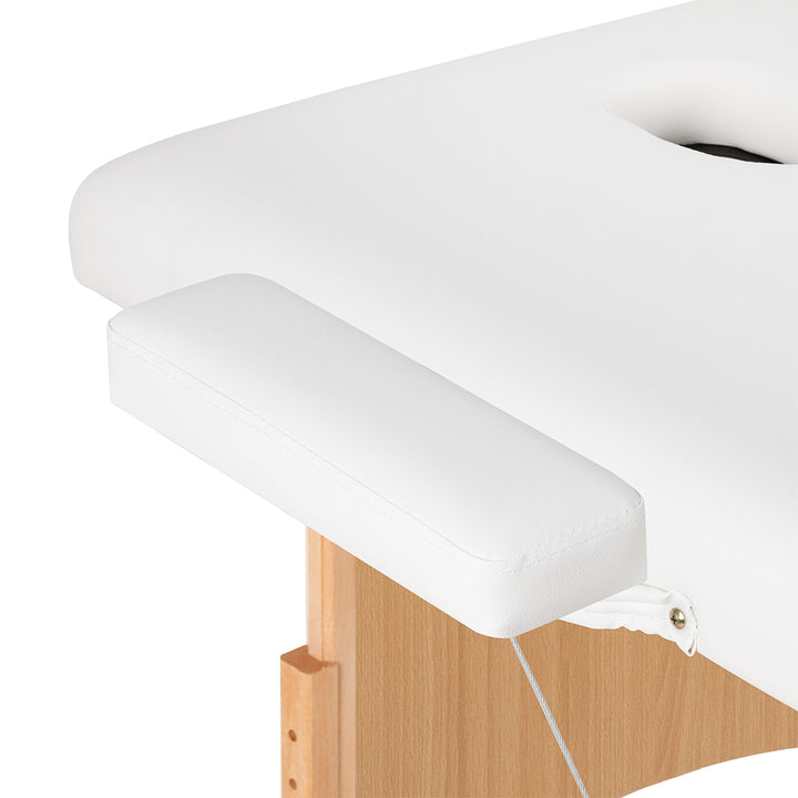 Table de massage pliable en bois de hêtre Balance Lux 2 zones Blanc