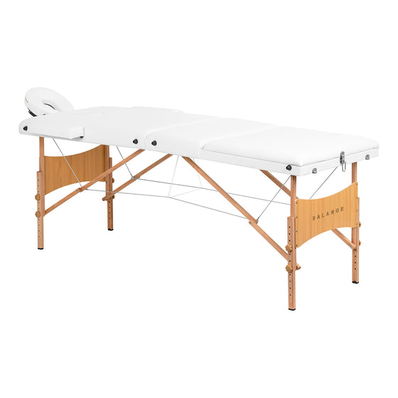 Table de massage pliable en bois de hêtre Balance Lux 3 zones Blanc