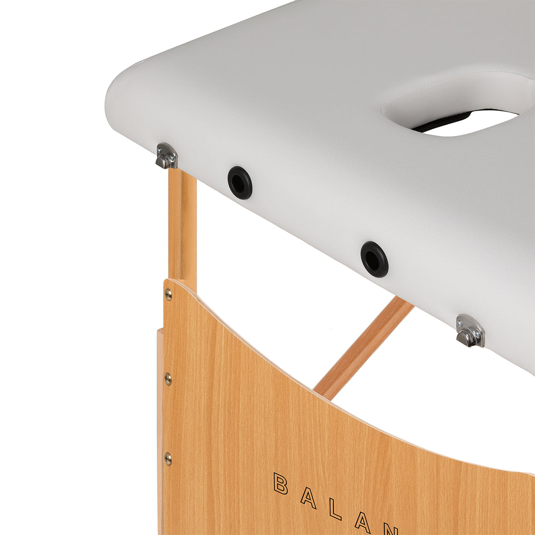 Table de massage pliable en bois de hêtre Balance Lux 3 zones Blanc