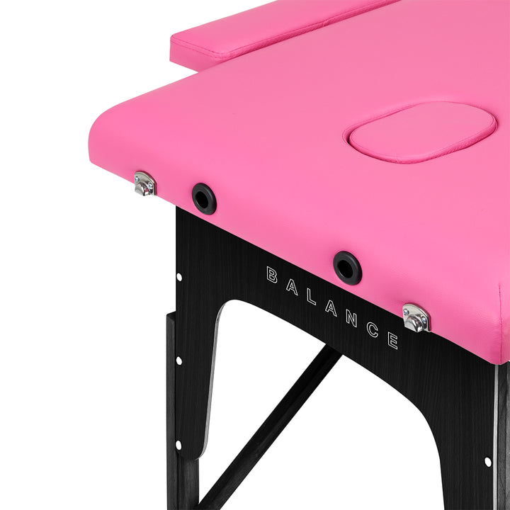 Table de massage pliable en bois de hêtre Balance 2 zones Rose