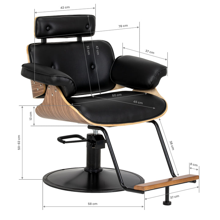 Fauteuil de Coiffeur Gabbiano Florence Noyer Noir Or - image 13