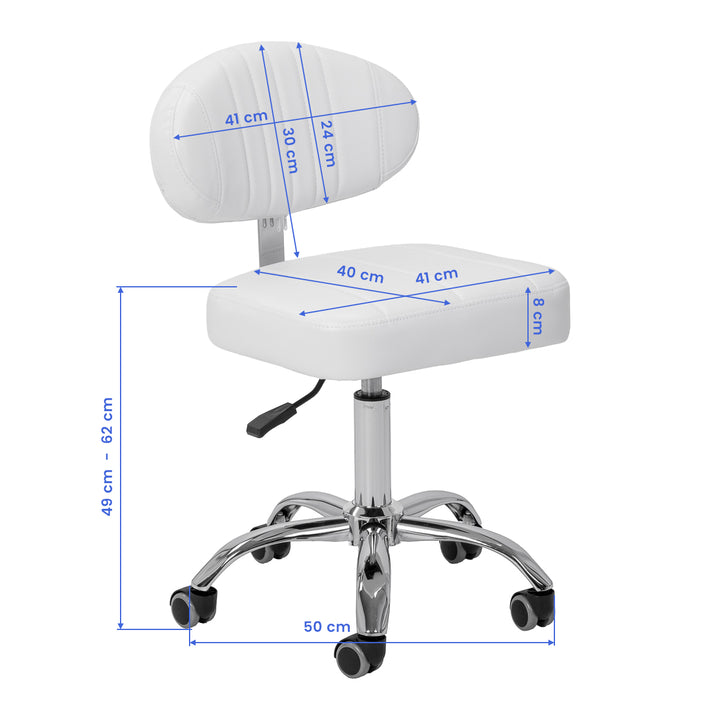 Tabouret à Roulettes Réglable Giovanni Y08 Blanc - image 11