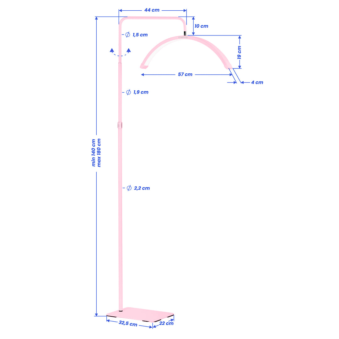 Lampe Extension de Cils LED sur Pied et Intensité et Couleur Réglables Momo Moon MX6 Rose - image 14