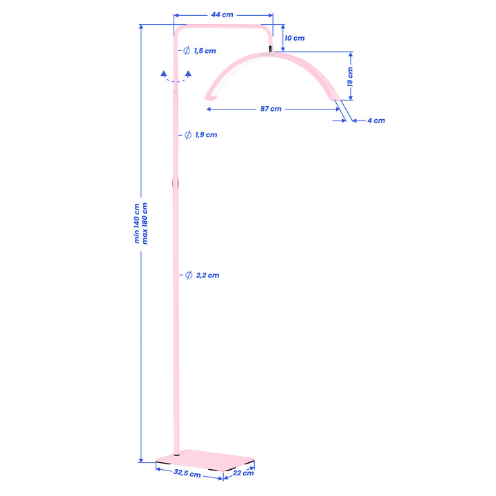 Lampe Extension de Cils LED sur Pied et Intensité et Couleur Réglables Momo Moon MX6 Rose - image 14