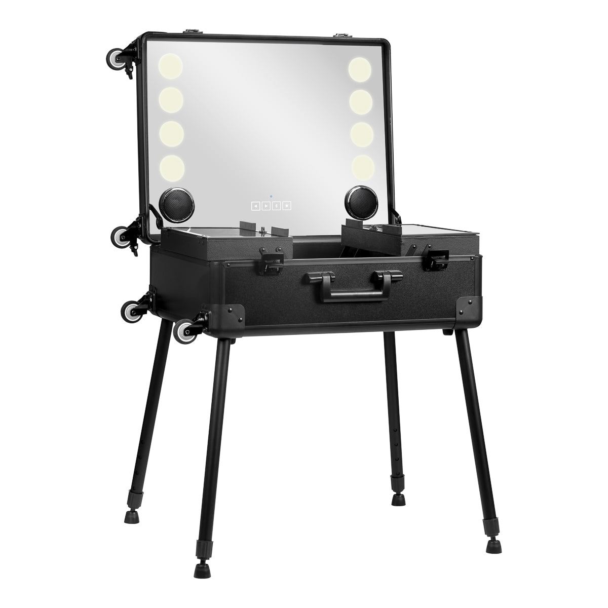 Mallette de Maquillage Station Mobile Plus avec Miroir Lumineux et Enceintes Noir