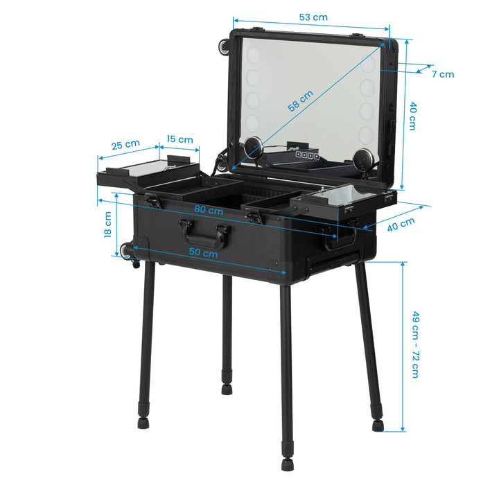 Mallette de Maquillage Station Mobile Plus avec Miroir Lumineux et Enceintes Noir - image 14