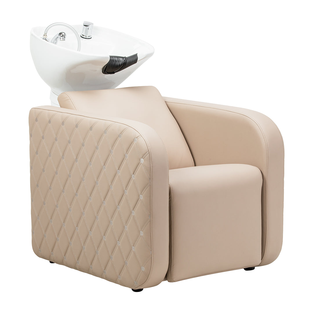 Bac Coiffeur Gabbiano Sylvia Plus avec Massage et Repose-jambes Électrique Beige
