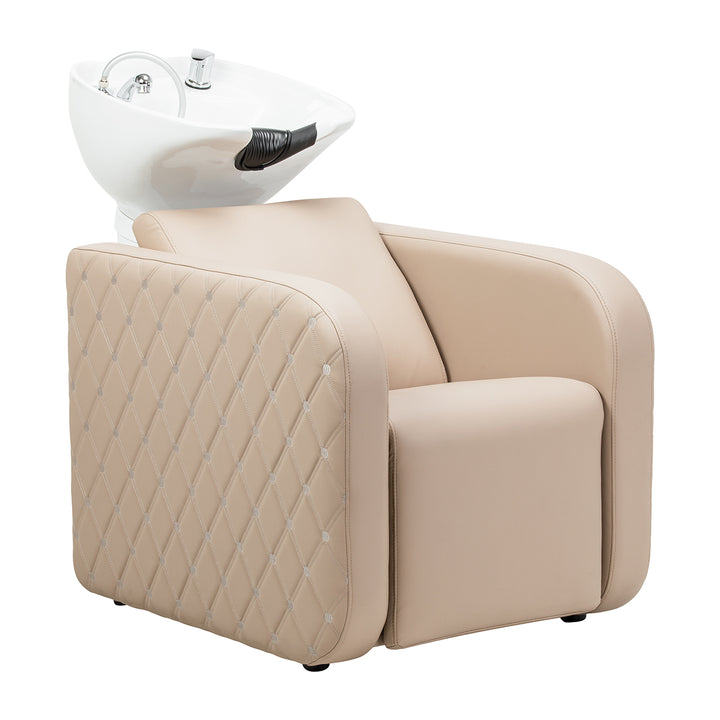 Bac Coiffeur Gabbiano Sylvia Plus avec Massage et Repose-jambes Électrique Beige