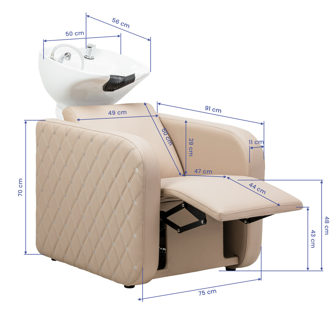 Bac Coiffeur Gabbiano Sylvia Plus avec Massage et Repose-jambes Électrique Beige - image 17
