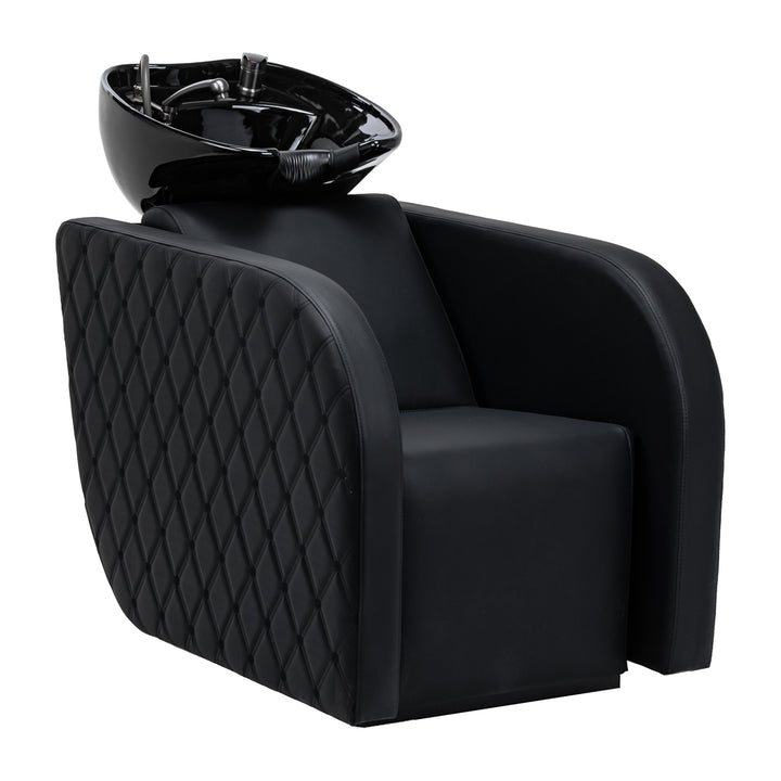Bac Coiffeur Gabbiano Ines avec Massage et Repose-jambes Électrique Noir