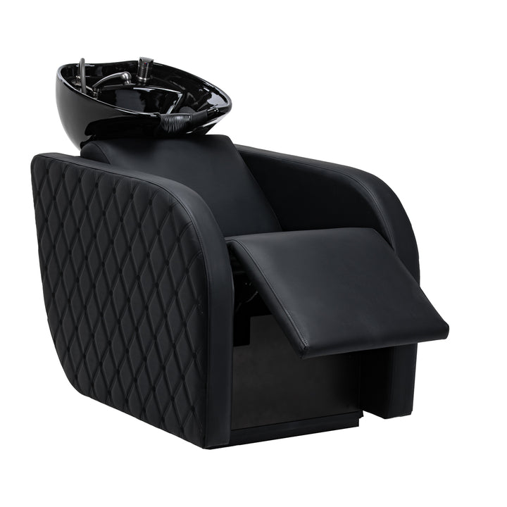 Bac Coiffeur Gabbiano Ines avec Massage et Repose-jambes Électrique Noir - image 2