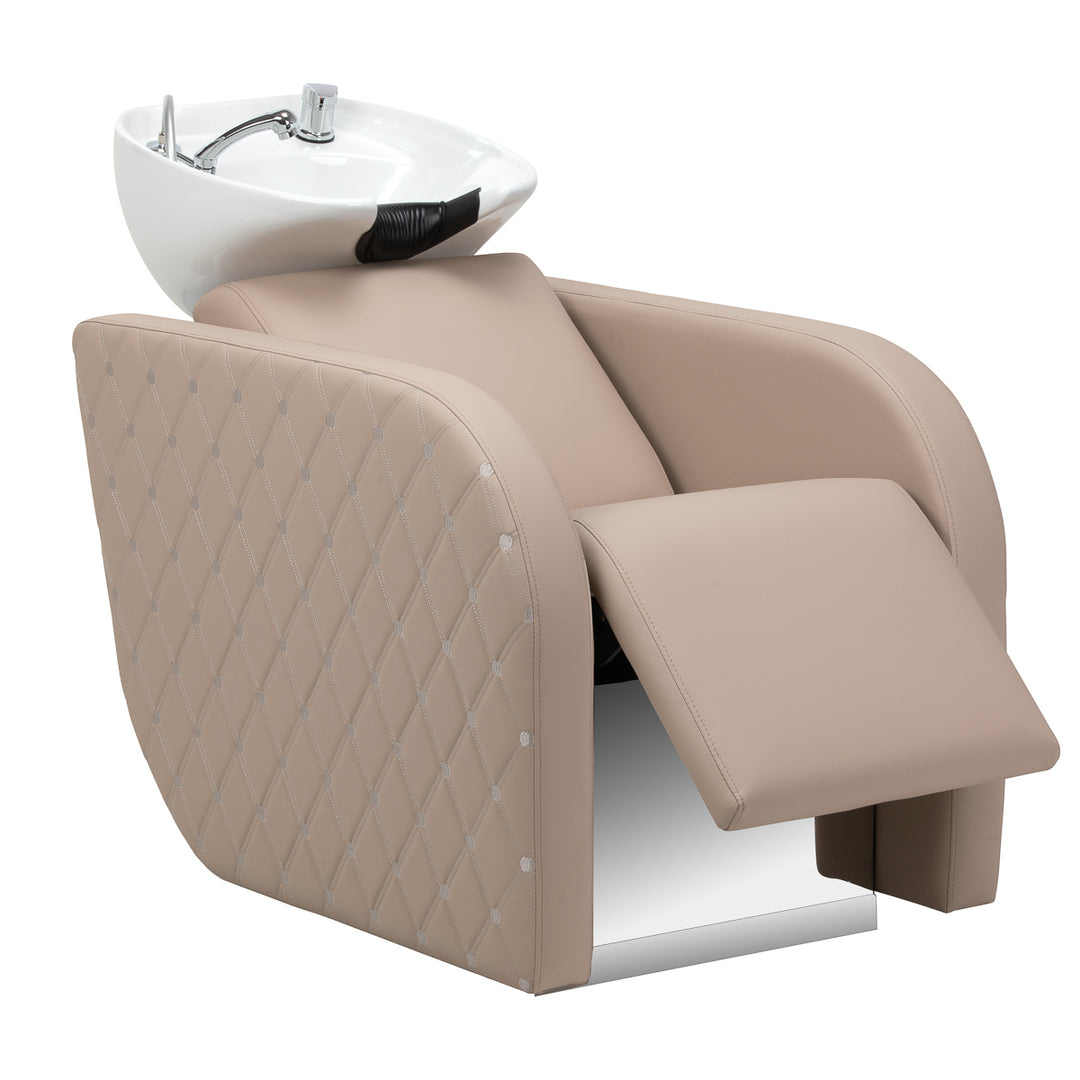 Bac Coiffeur Gabbiano Ines avec Massage et Repose-jambes Électrique Beige - image 2