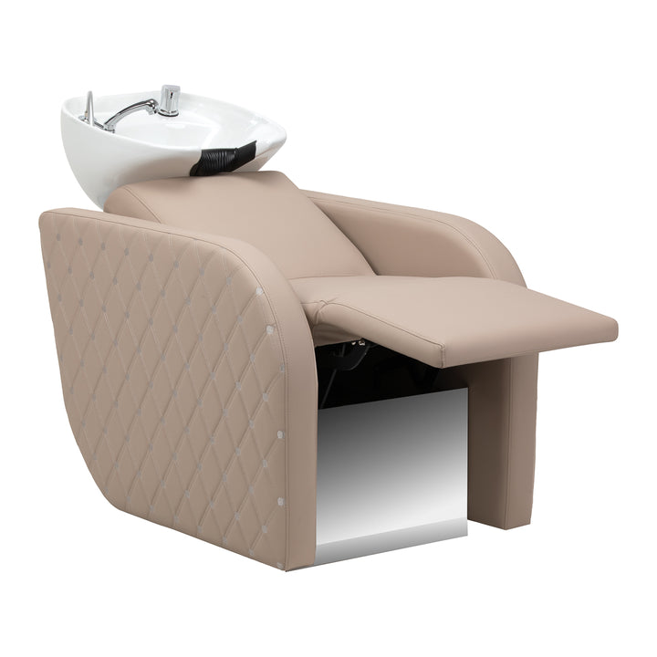 Bac Coiffeur Gabbiano Ines avec Massage et Repose-jambes Électrique Beige - image 3