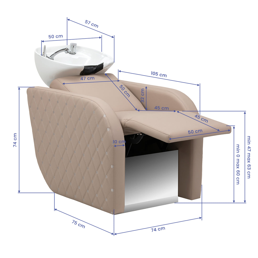 Bac Coiffeur Gabbiano Ines avec Massage et Repose-jambes Électrique Beige - image 20