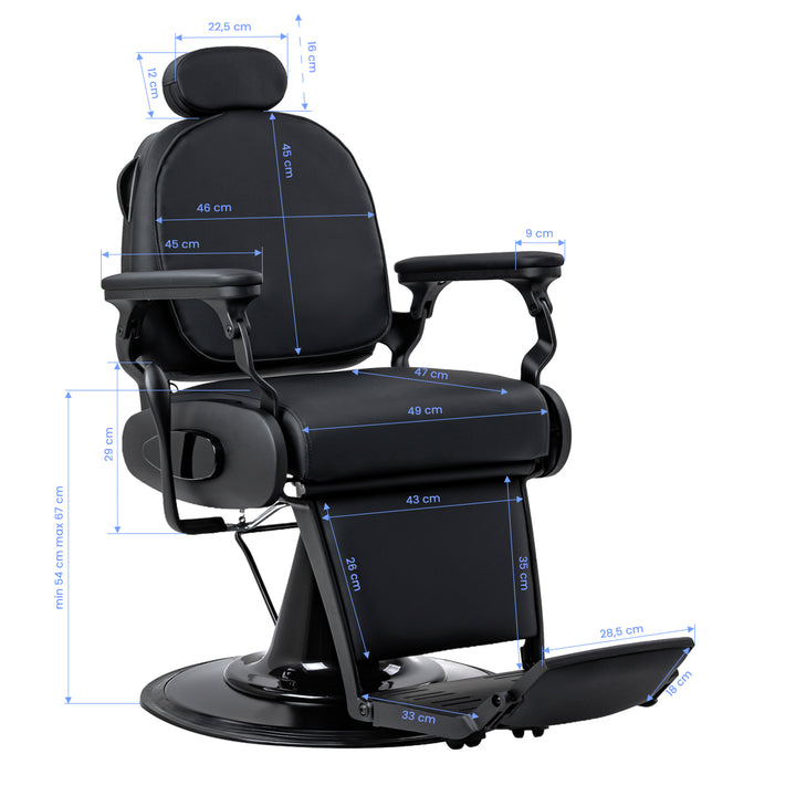 Fauteuil Barbier Gabbiano Francesco avec Massage Noir-Noir - image 19