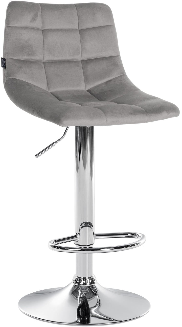 Tabouret de Bar avec Dossier Réglable Pivotant 107 Velours Gris