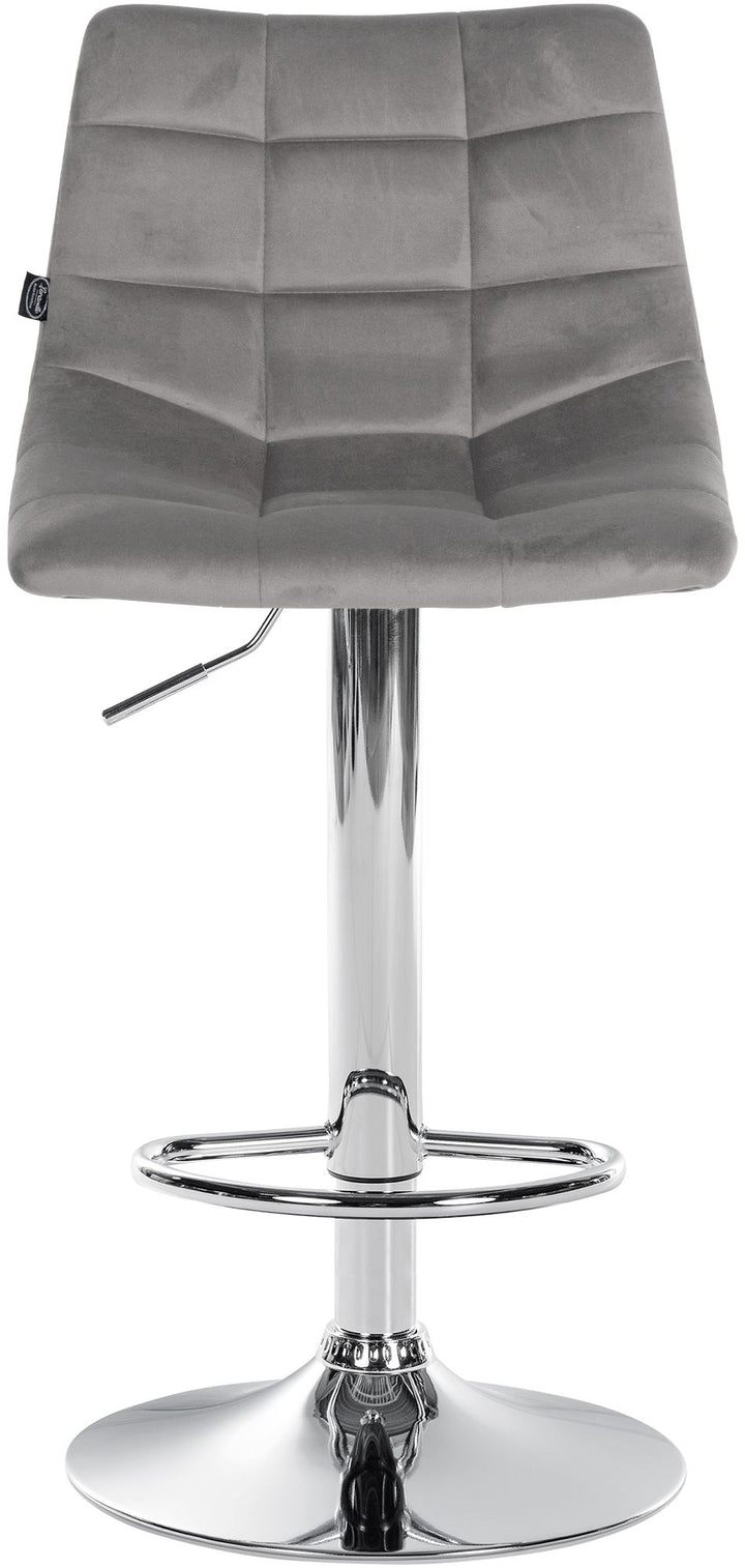 Tabouret de Bar avec Dossier Réglable Pivotant 107 Velours Gris - image 3