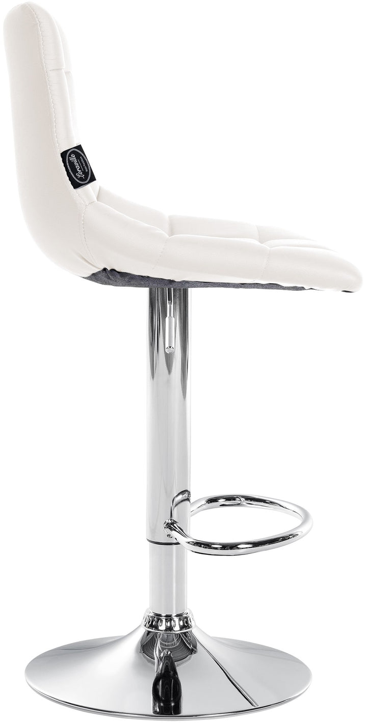 Tabouret de Bar avec Dossier Réglable Pivotant 107 Similicuir Blanc - image 4