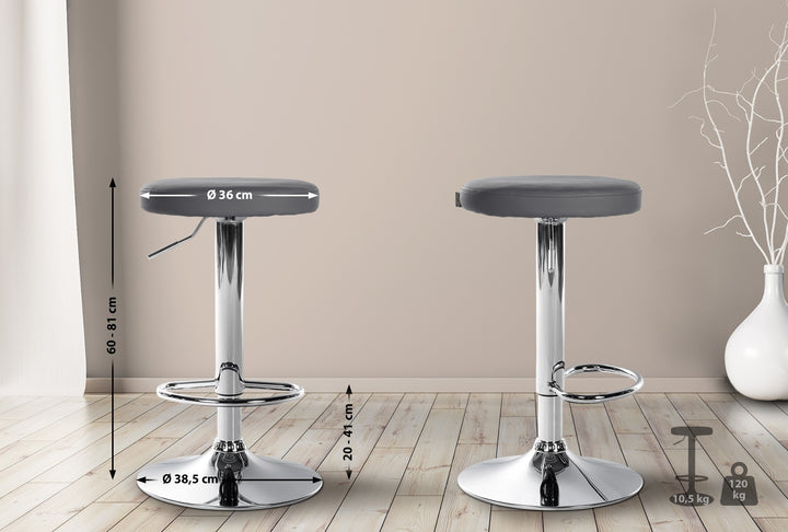 Tabouret de Bar Réglable Pivotant 109 Similicuir Gris - image 2