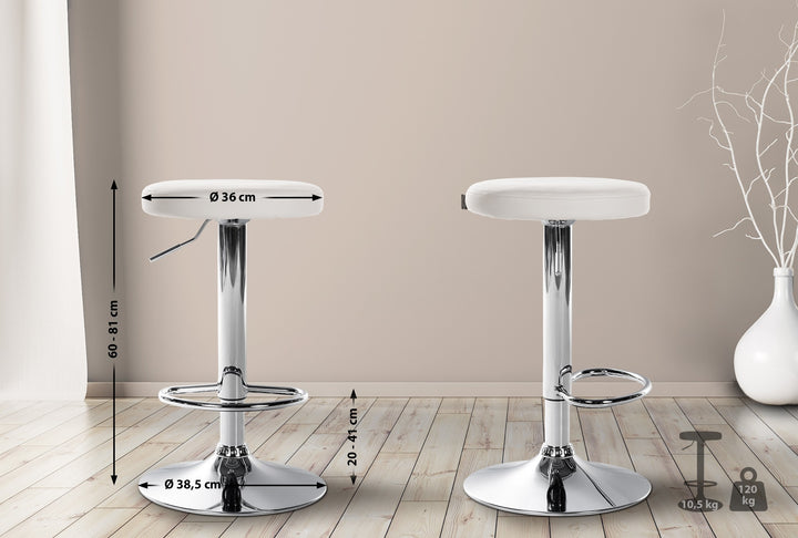 Tabouret de Bar Réglable Pivotant 109 Similicuir Blanc - image 2