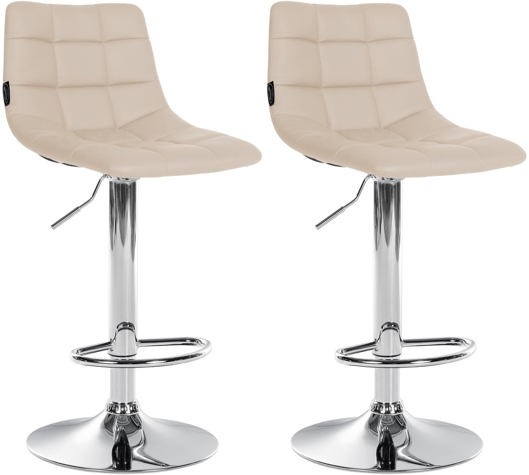 Lot de 2 Tabourets de Bar avec Dossier Réglables Pivotants 107 Similicuir Crème
