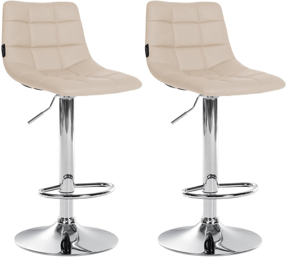 Lot de 2 Tabourets de Bar avec Dossier Réglables Pivotants 107 Similicuir Crème